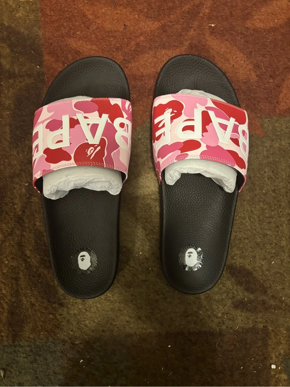 Bape Men's SS22 ABC Camo Slide Sandals Pink Size 10 NEW